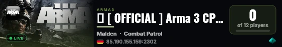 � [ OFFICIAL ] Arma 3 CP by Bohemia Interactive (EU) #01 live status badge
