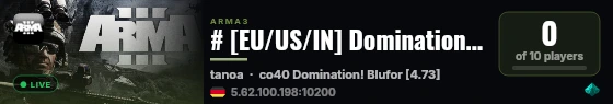 # [EU/US/IN] Domination TANOA [Fr] Rejoindre via le Launcher live status badge