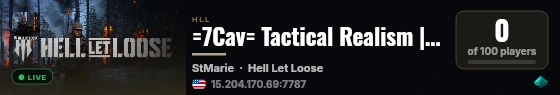 =7Cav= Tactical Realism | US East | Discord.gg/7Cav | Qonzer live status badge