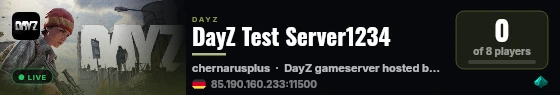 DayZ Test Server1234 live status badge