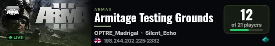 Armitage Testing Grounds live status badge