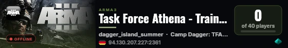 Task Force Athena - Training Server live status badge
