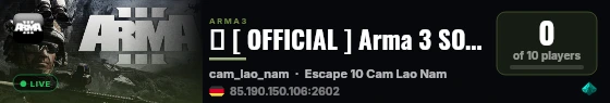 � [ OFFICIAL ] Arma 3 SOG Escape EU 01 live status badge