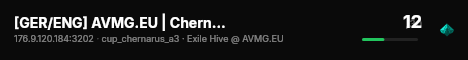 [GER/ENG] AVMG.EU | Chernarus | PVE | Exile Militarized | Hive live status badge