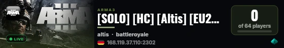 [SOLO] [HC] [Altis] [EU20] battleroyalegames.com live status badge