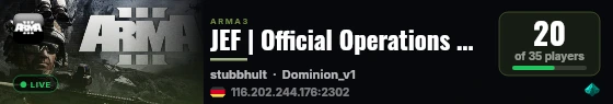 JEF | Official Operations Server live status badge