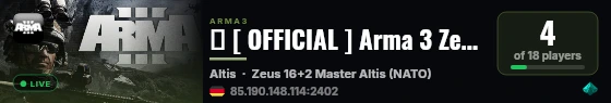 � [ OFFICIAL ] Arma 3 Zeus by Bohemia Interactive (EU) #12 live status badge