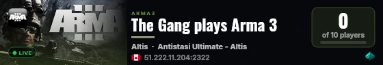 The Gang plays Arma 3 live status badge