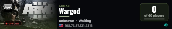 Wargod live status badge