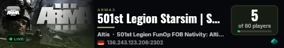 501st Legion Starsim | Server #02 | Main 2 live status badge