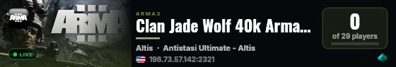 Clan Jade Wolf 40k Arma Server live status badge