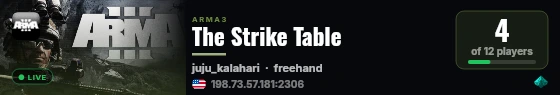 The Strike Table live status badge