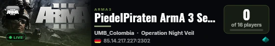 PiedelPiraten ArmA 3 Server live status badge