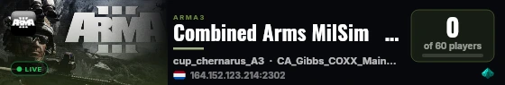 Combined Arms MilSim   //   ts3.combinedarms.co.uk live status badge