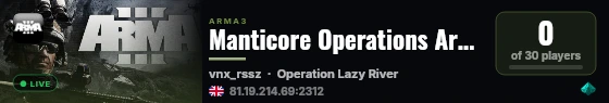 Manticore Operations Arma 3 Group live status badge