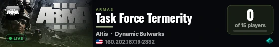 Task Force Termerity live status badge