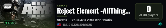 Reject Element -AllThingsArma- live status badge