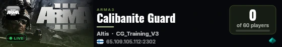Calibanite Guard live status badge