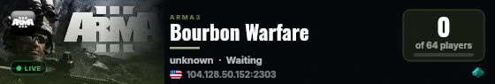 Bourbon Warfare live status badge