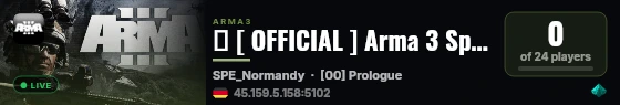 � [ OFFICIAL ] Arma 3 Spearhead 1944 USA #01_Campaign_Regular live status badge