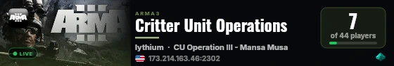 Critter Unit Operations live status badge