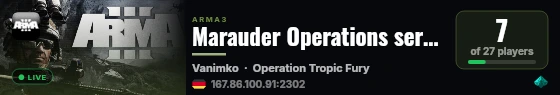Marauder Operations server live status badge