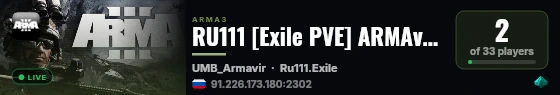 RU111 [Exile PVE] ARMAvir Full military |RHS|Mozzie|AI|SG live status badge