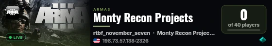 Monty Recon Projects live status badge