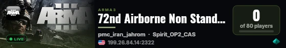 72nd Airborne Non Standard Server live status badge