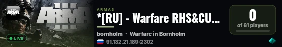 *[RU] - Warfare RHS&CUP - CTI - WF.ARMA.SU live status badge
