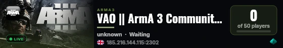 VAO || ArmA 3 Community Operations live status badge