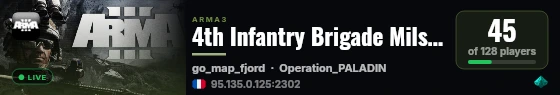 4th Infantry Brigade Milsim | 4thib.co.uk | Operation PALADIN live status badge