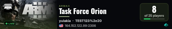 Task Force Orion live status badge
