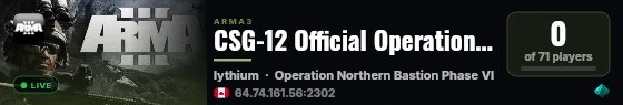 CSG-12 Official Operation Server live status badge