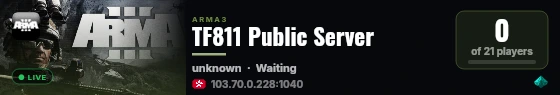 TF811 Public Server live status badge