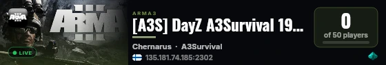 [A3S] DayZ A3Survival 19.06 WIPED discord.gg/Fn5MeKhn59 live status badge