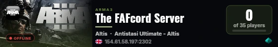 The FAFcord Server live status badge