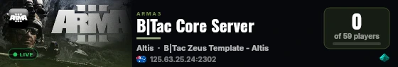 B|Tac Core Server live status badge