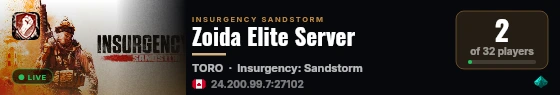Zoida Elite Server live status badge