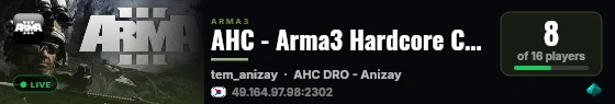 AHC - Arma3 Hardcore Command live status badge