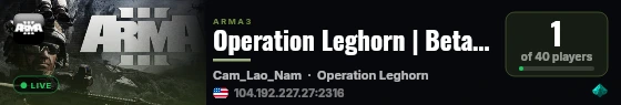 Operation Leghorn | Beta v0.1 | SOG: Prairie Fire live status badge