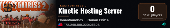 Kinetic Hosting Server live status badge