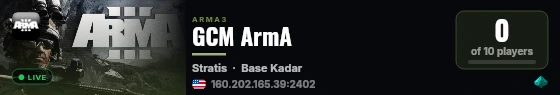 GCM ArmA live status badge
