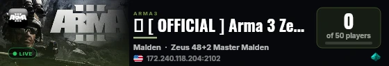 � [ OFFICIAL ] Arma 3 Zeus by Bohemia Interactive (US)#01e live status badge