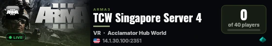 TCW Singapore Server 4 live status badge