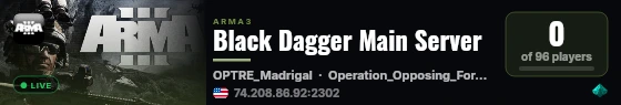 Black Dagger Main Server live status badge
