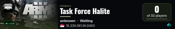 Task Force Halite live status badge