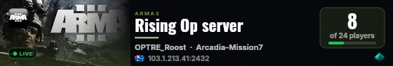 Rising Op server live status badge