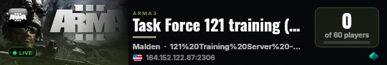 Task Force 121 training (discord.gg/taskforce121) live status badge