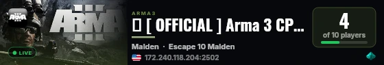 � [ OFFICIAL ] Arma 3 CP by Bohemia Interactive (USA) #03 live status badge